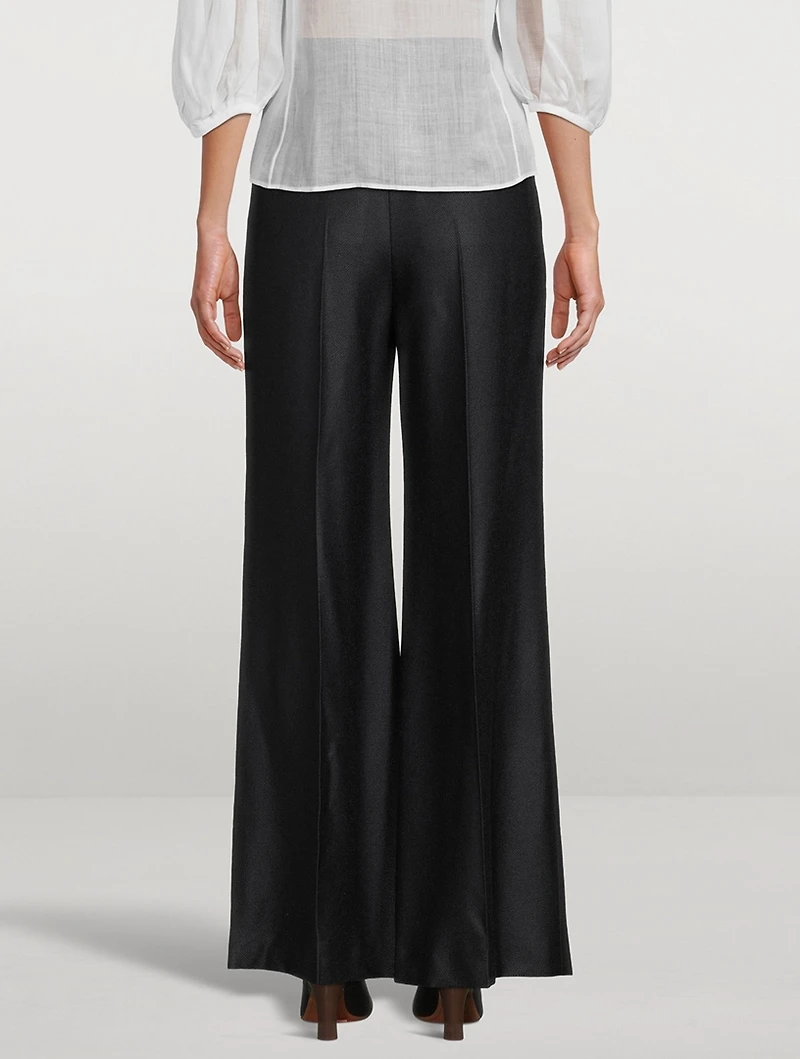 Wide-Leg Silk And Wool Trousers
