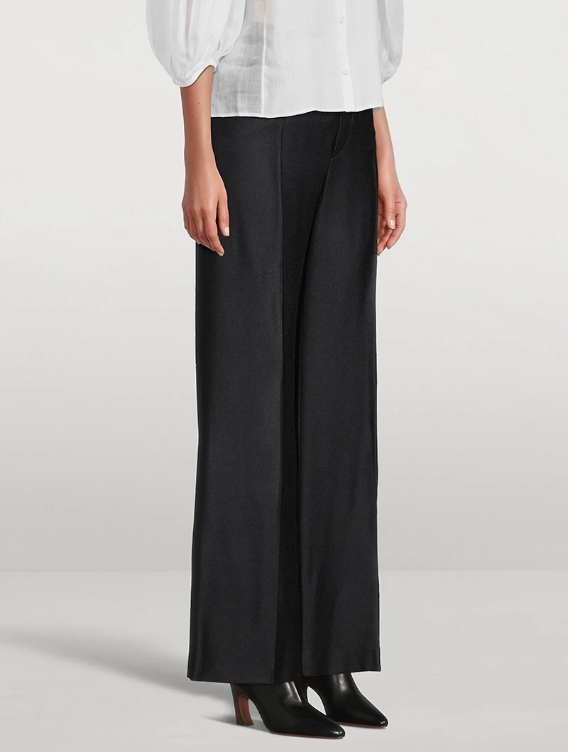Wide-Leg Silk And Wool Trousers