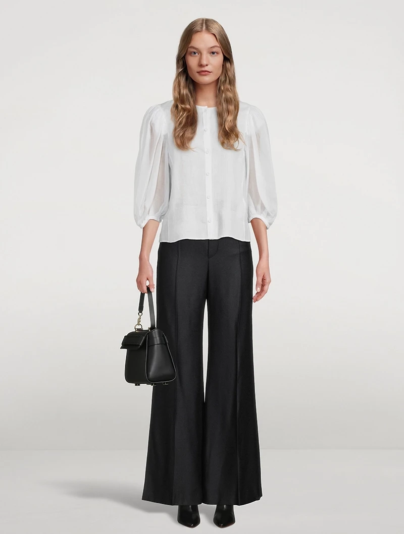 Wide-Leg Silk And Wool Trousers