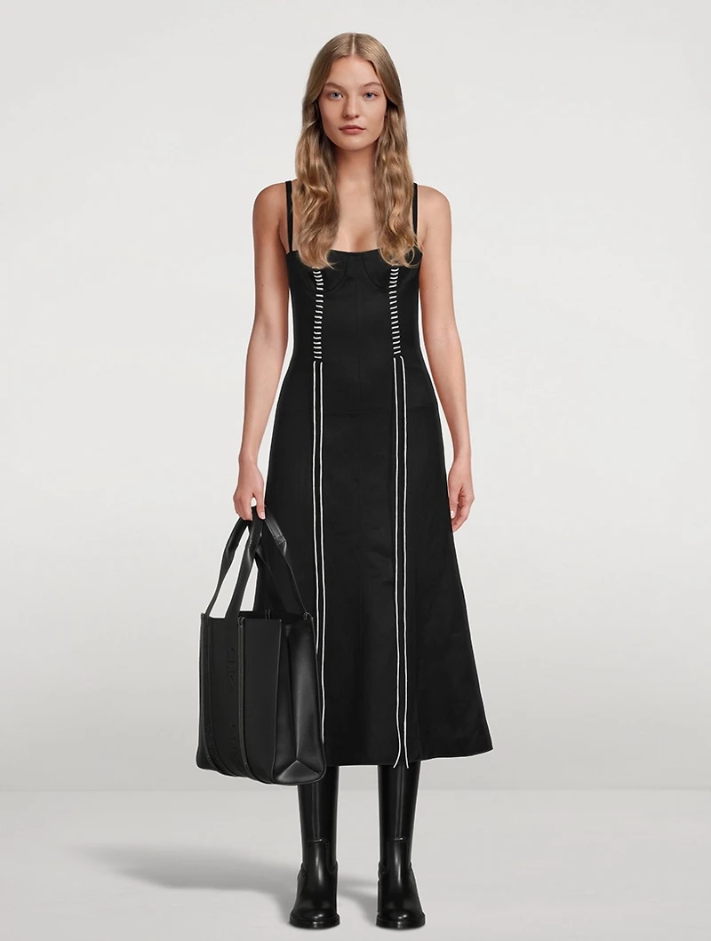Bustier Wool And Linen Midi Dress