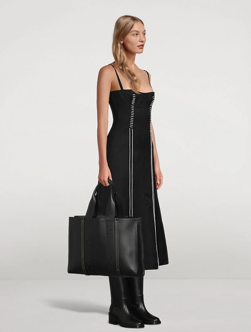 Bustier Wool And Linen Midi Dress