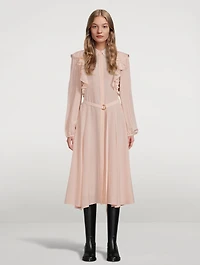 Ruffled Crêpe de Chine Shirt Dress