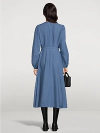 Belted Linen Midi Dress