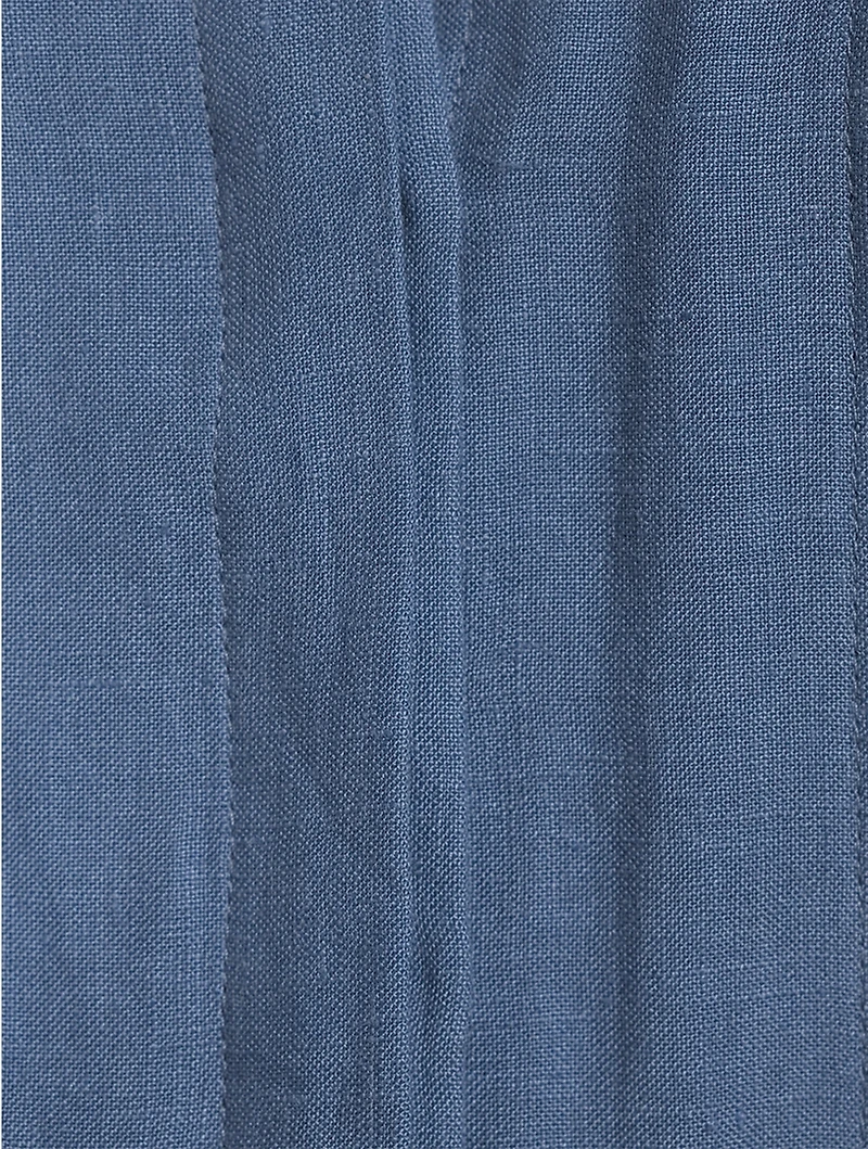 Belted Linen Midi Dress