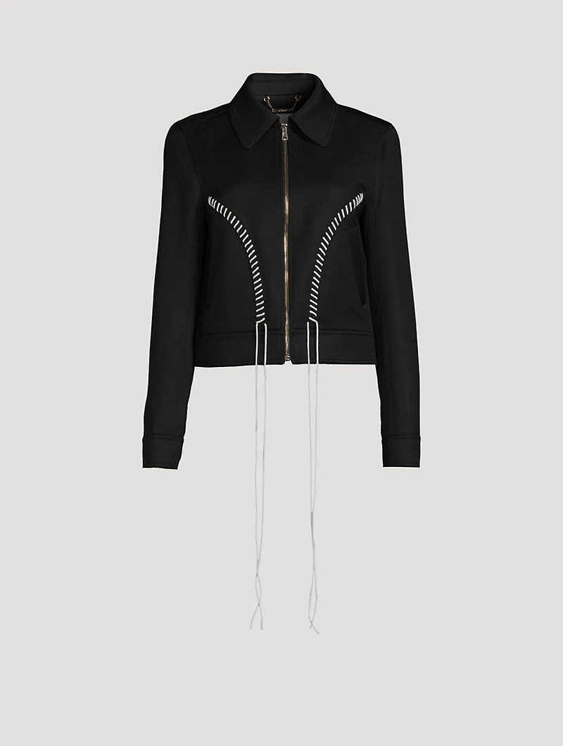 Lace-Up Wool And Linen Jacket