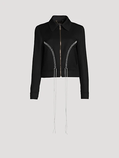 Lace-Up Wool And Linen Jacket