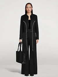 Lace-Up Wool And Linen Jacket