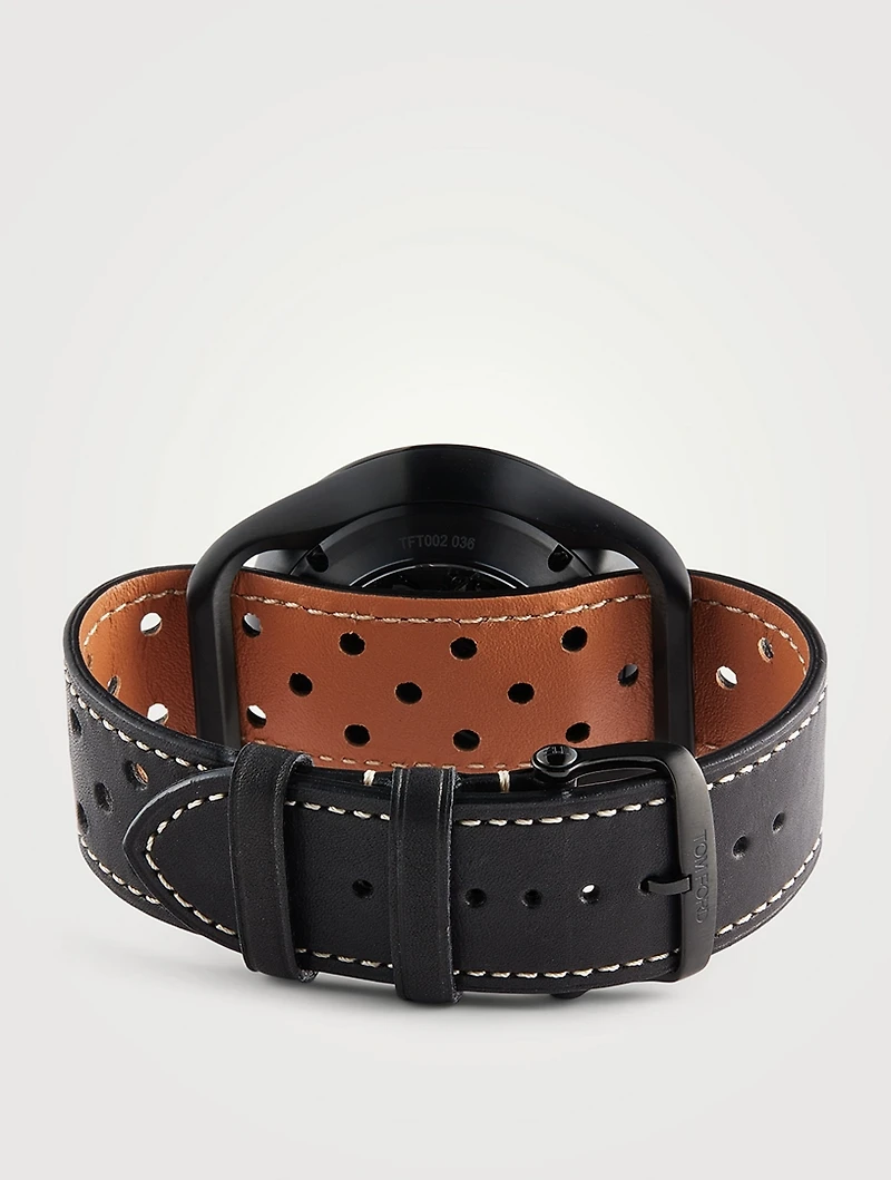 No. 002 Auto Chrono Limited Edition Perforated Leather Strap Watch