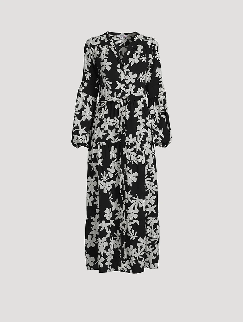 Sea Floral Peasant Maxi Dress