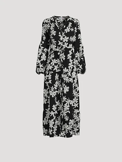 Sea Floral Peasant Maxi Dress