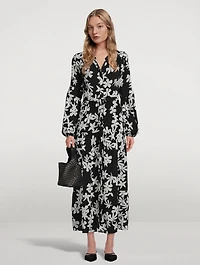 Sea Floral Peasant Maxi Dress