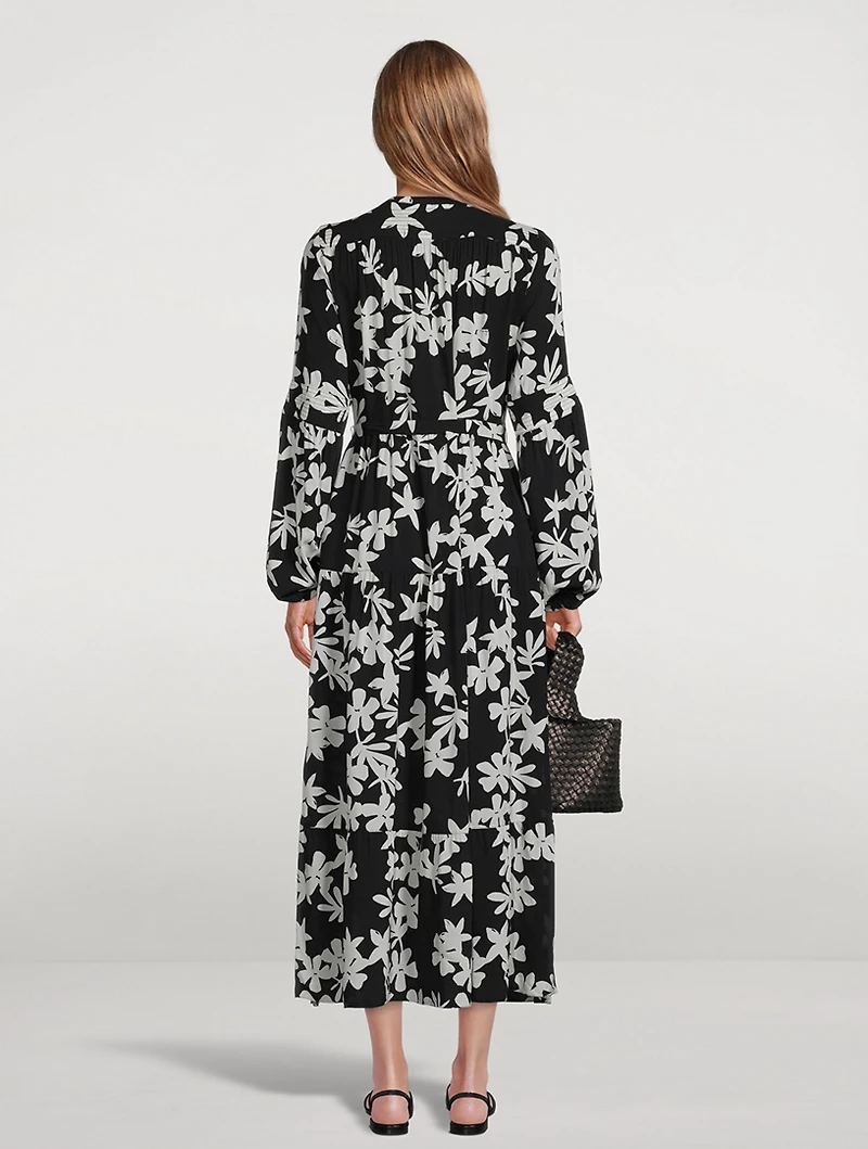 Sea Floral Peasant Maxi Dress
