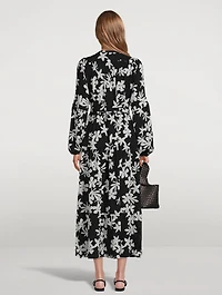 Sea Floral Peasant Maxi Dress