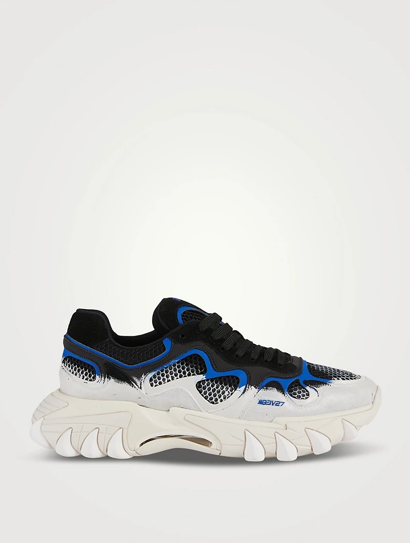 B-East Leather, Suede And Mesh Sneakers