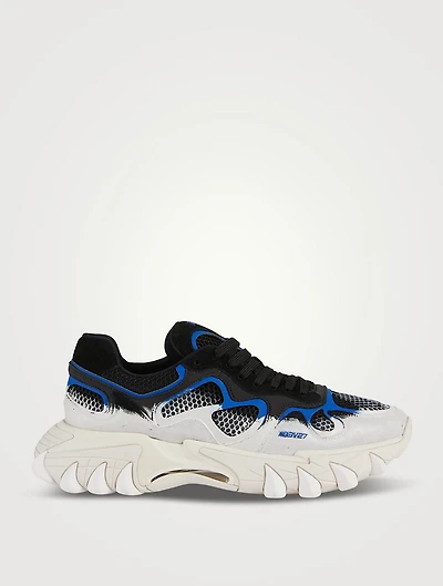 B-East Leather, Suede And Mesh Sneakers