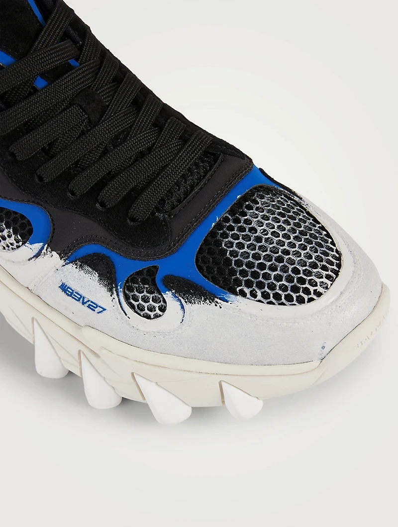 B-East Leather, Suede And Mesh Sneakers