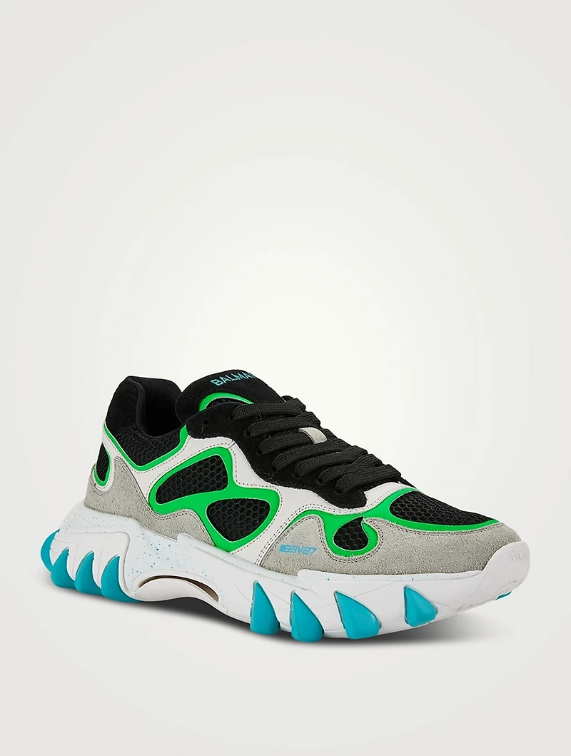 B-East Leather, Suede And Mesh Sneakers