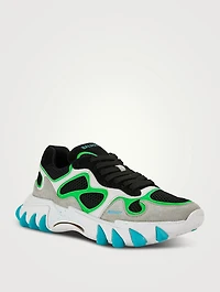 B-East Leather, Suede And Mesh Sneakers