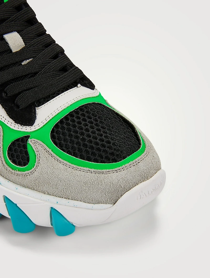 B-East Leather, Suede And Mesh Sneakers