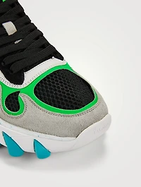 B-East Leather, Suede And Mesh Sneakers
