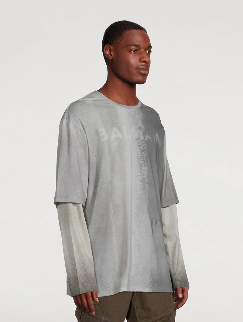 Layered Long-Sleeve T-Shirt With Spray Logo