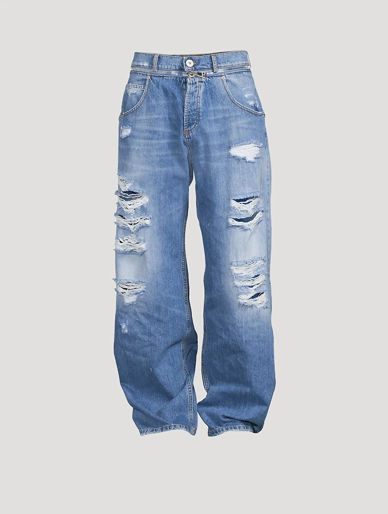Destroyed Wide-Leg Jeans