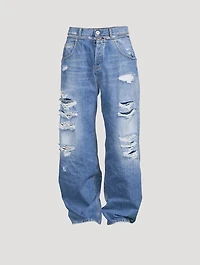 Destroyed Wide-Leg Jeans