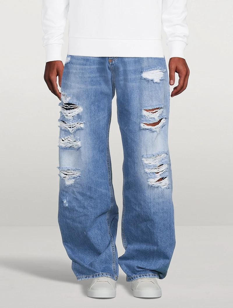 Destroyed Wide-Leg Jeans