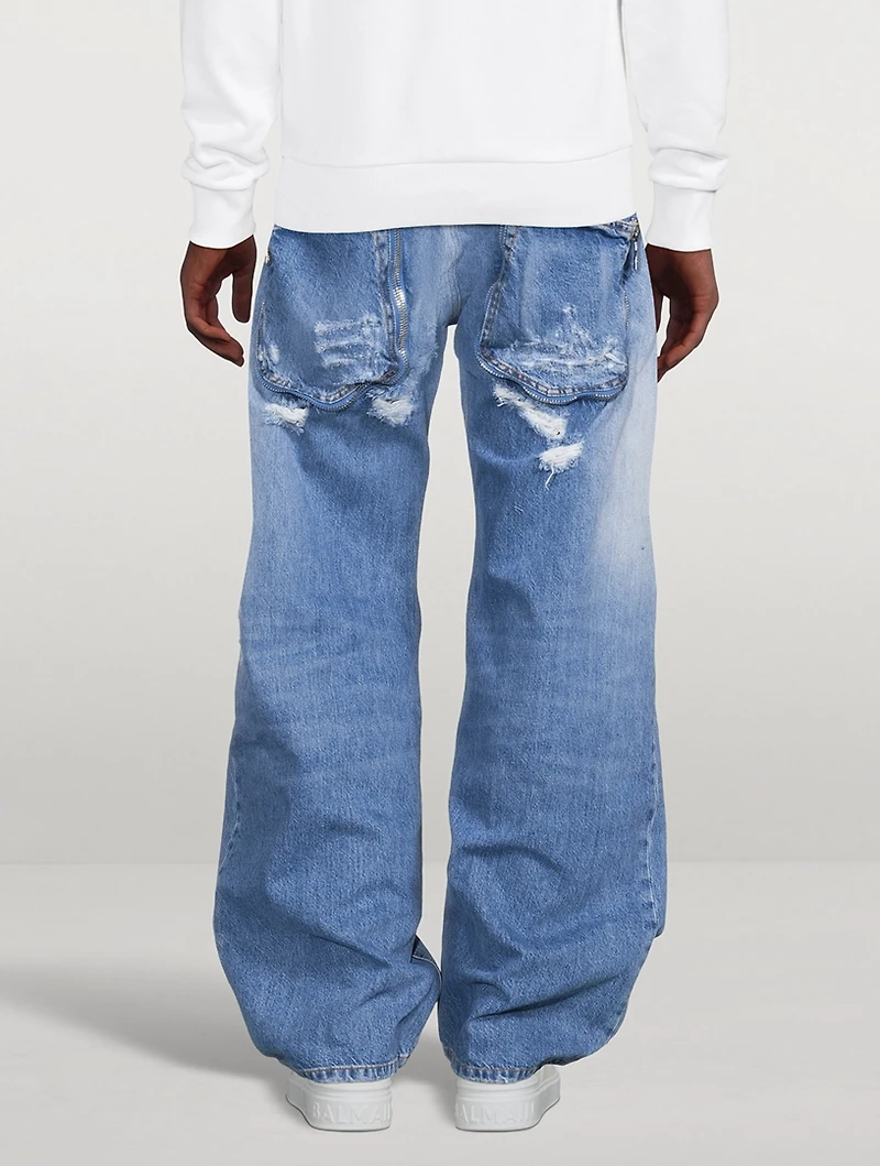 Destroyed Wide-Leg Jeans