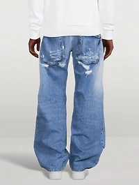 Destroyed Wide-Leg Jeans