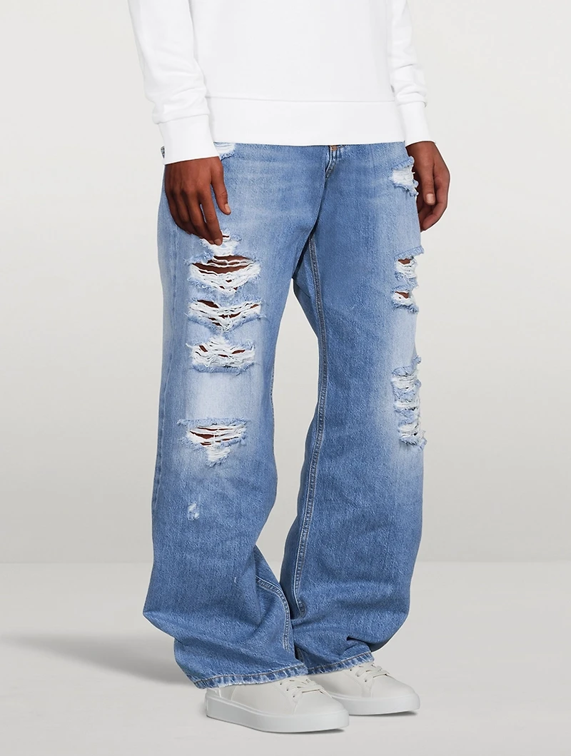 Destroyed Wide-Leg Jeans