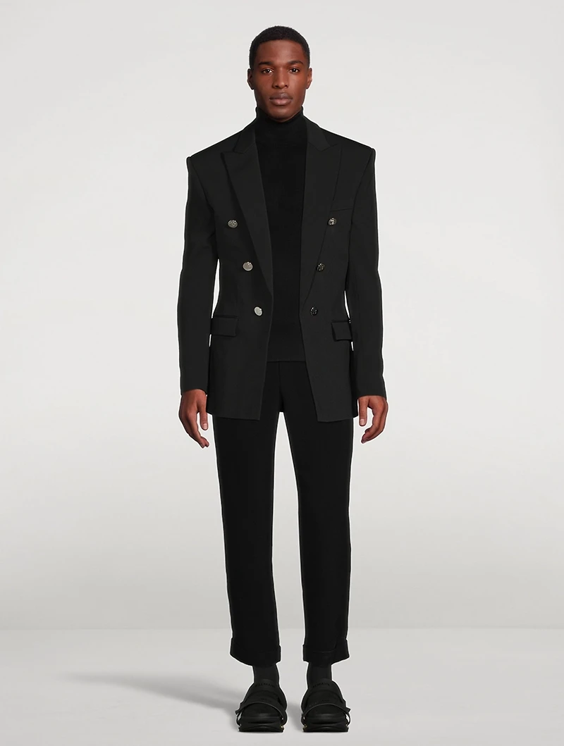 Technical Jersey Double-Breasted Jacket