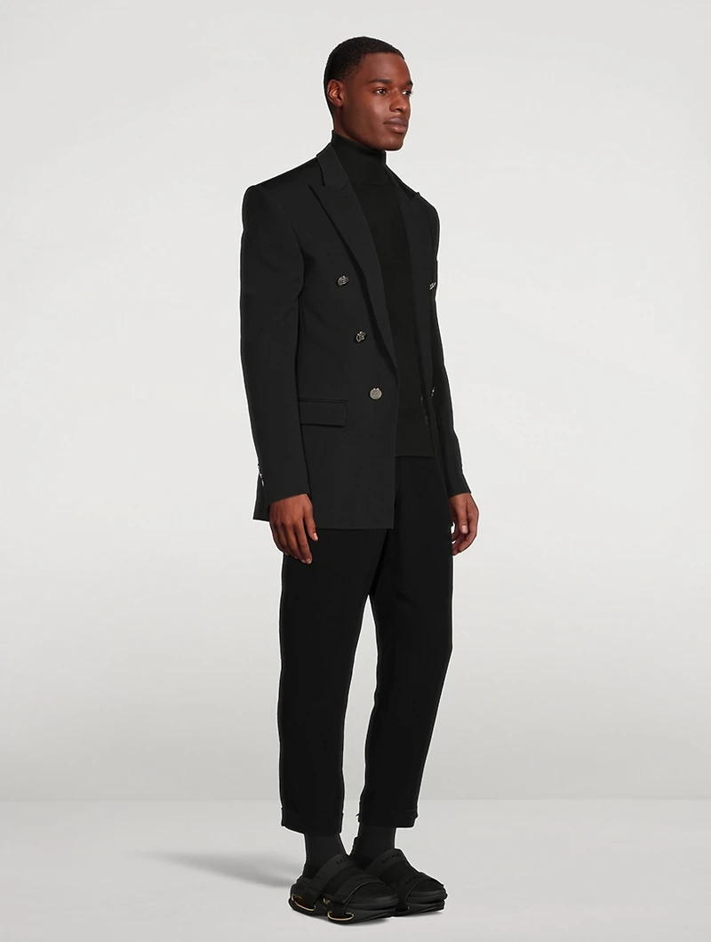 Technical Jersey Double-Breasted Jacket