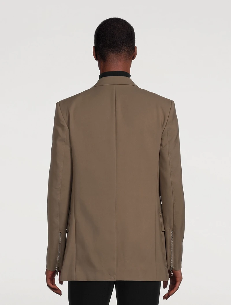 Nylon And Cotton Double-Breasted Jacket
