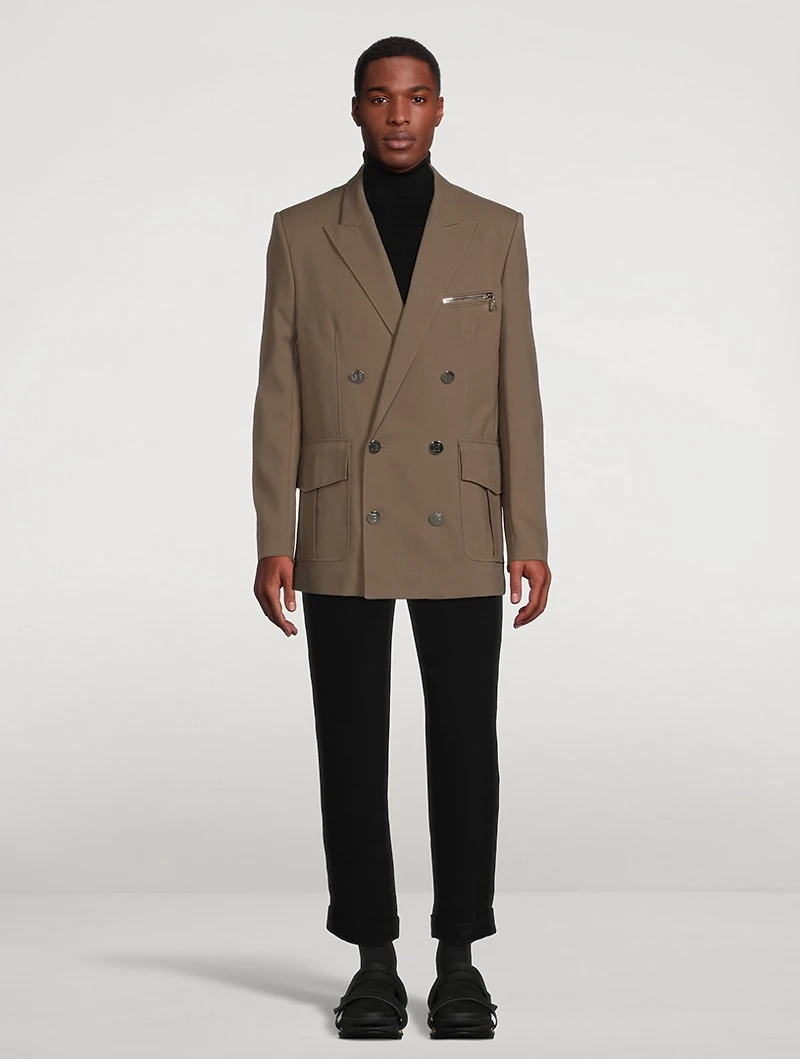 Nylon And Cotton Double-Breasted Jacket