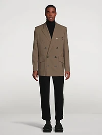 Nylon And Cotton Double-Breasted Jacket