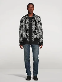 Reversible Wool Bomber Jacket Macro Monogram Print