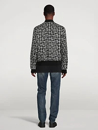 Reversible Wool Bomber Jacket Macro Monogram Print