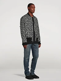 Reversible Wool Bomber Jacket Macro Monogram Print