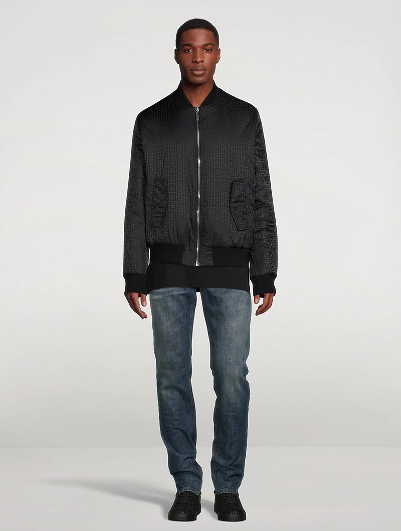 Reversible Wool Bomber Jacket Macro Monogram Print