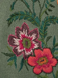 Cotton Cardigan With Floral Embroidery