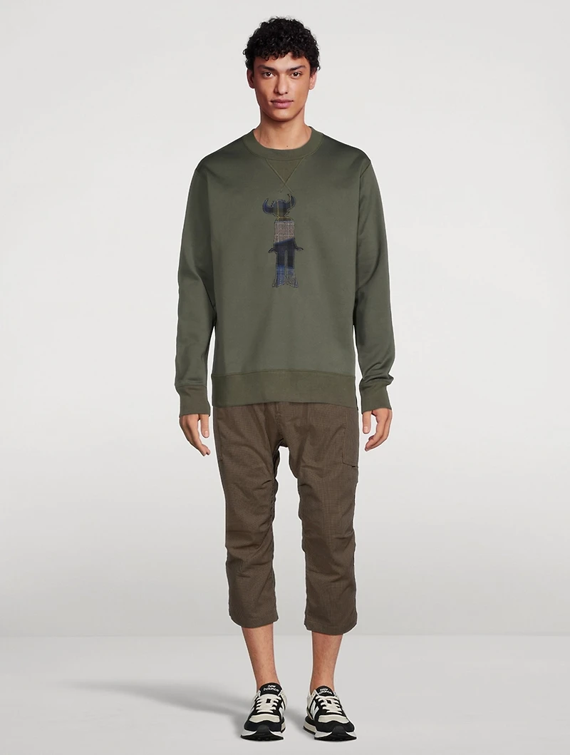 Wool-Blend Relaxed Crop Pants Check Print