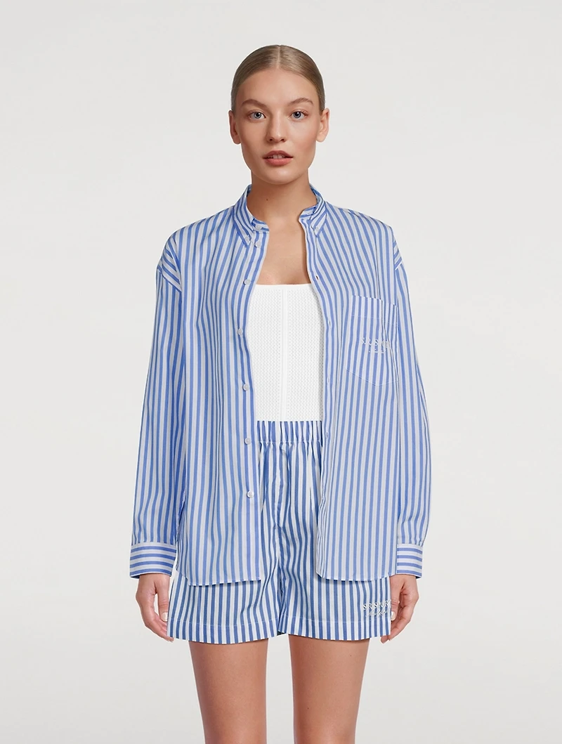 SR Sport Oversized Poplin Shirt Stripe Print