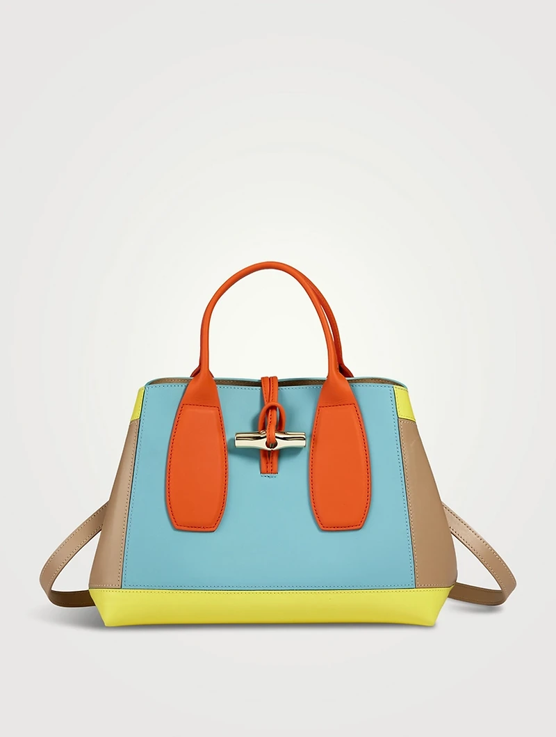 Medium Roseau Sunset Leather Top Handle Bag