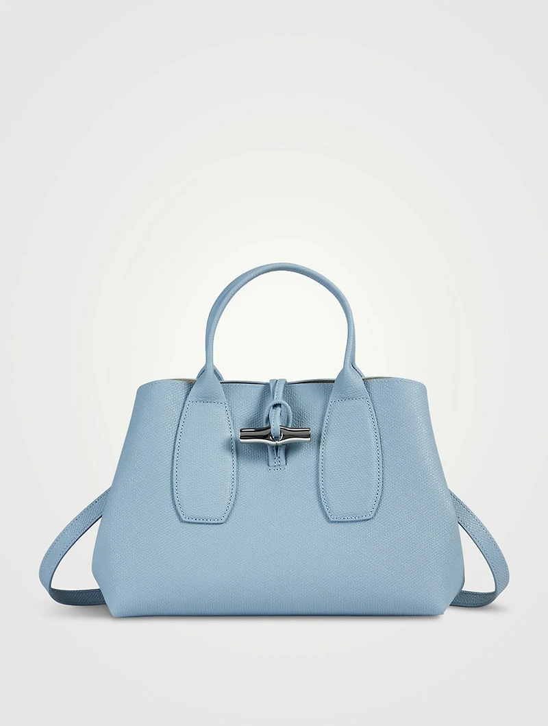 Medium Roseau Leather Top Handle Bag