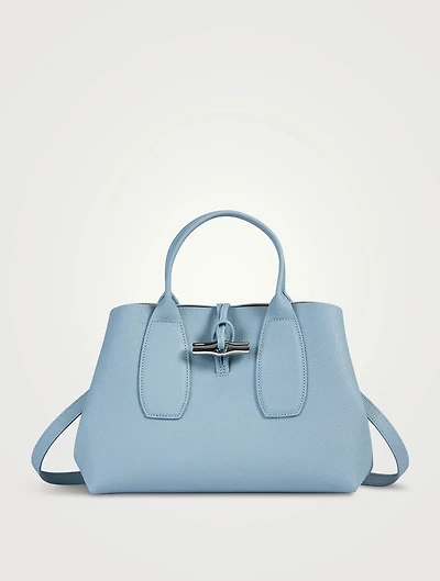 Medium Roseau Leather Top Handle Bag