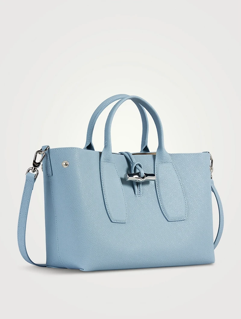Medium Roseau Leather Top Handle Bag