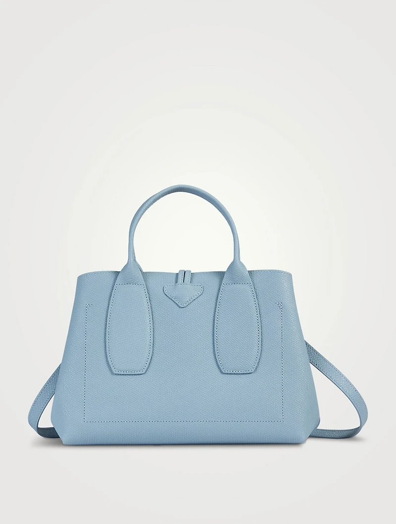 Medium Roseau Leather Top Handle Bag