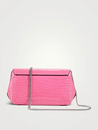 XS Roseau Croc-Embossed Leather Clutch