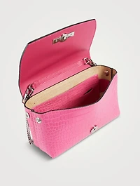 XS Roseau Croc-Embossed Leather Clutch